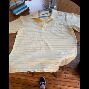Greg Norman Yellow and Blue Striped Polo